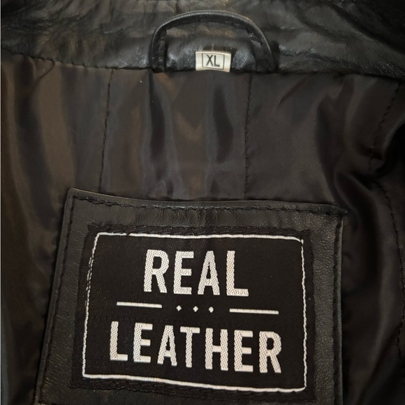 Black Leather Jacket with Silver Zippers - Picture 3 of 16